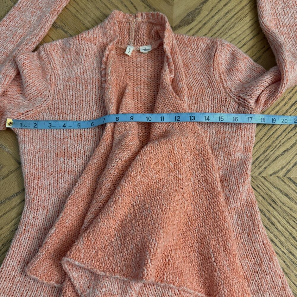 Anthropologie Moth Open Front Wrap Sweater Wool Blend Coral Long Sleeves Size SP - Picture 8 of 10
